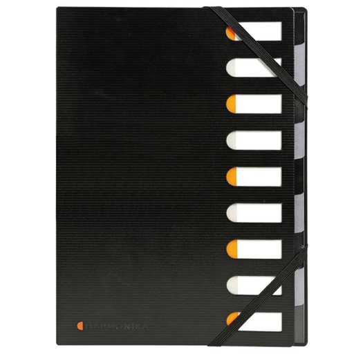 [180919] CARPETA A4 HARMONIKA EXACOMPTA 9 COMPARTIMENTOS NEGRA