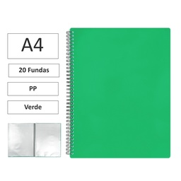 CARPETA ESPIRAL MAXIPLAS A4 20 FUNDAS Y GOMAS VERDE