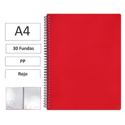 CARPETA ESPIRAL MAXIPLAS A4 30 FUNDAS Y GOMAS ROJO