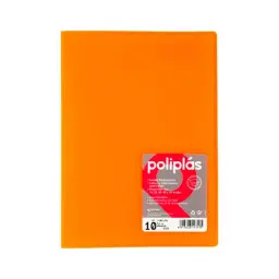 CARPETA POLIPLAS CON FUNDAS DIN A4 10 FUNDAS PP SOLDADAS AL LOMO NARANJA