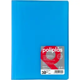 CARPETA POLIPLAS CON FUNDAS DIN A4 30 FUNDAS PP SOLDADAS AL LOMO AZUL