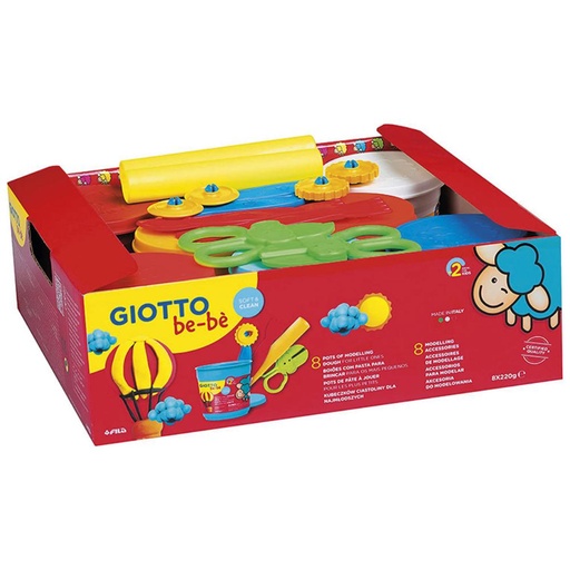 [649394] PASTA JUGAR GIOTTO 8 BOTES DE PASTA DE MODELAR 220 G + ACCESORIOS