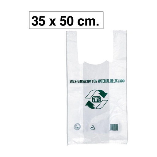 [003240] BOLSAS CAMISETA BLANCAS 35×50CM  PACK 100 UDS
