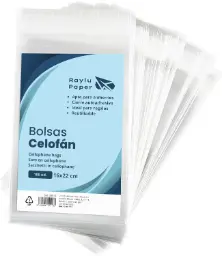 BOLSAS DE CELOFÁN 16X22CM TRANSPARENTE RAYLU PAPER PACK 100 UDS 