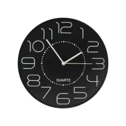 RELOJ PARED FONDO NEGRO 30CM