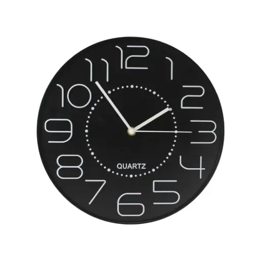 [826118] RELOJ PARED FONDO NEGRO 30CM