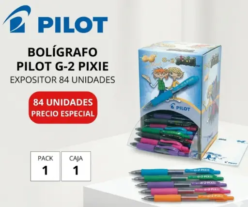 [119344] BOLÍGRAFO PILOT G-2 PIXIE EXPOSITOR 84 UNIDADES