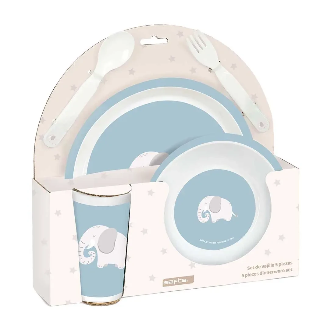 [826158] SET DE PLATOS, CUBIERTOS Y VASO SAFTA PREESCOLAR "ELEFANTE"