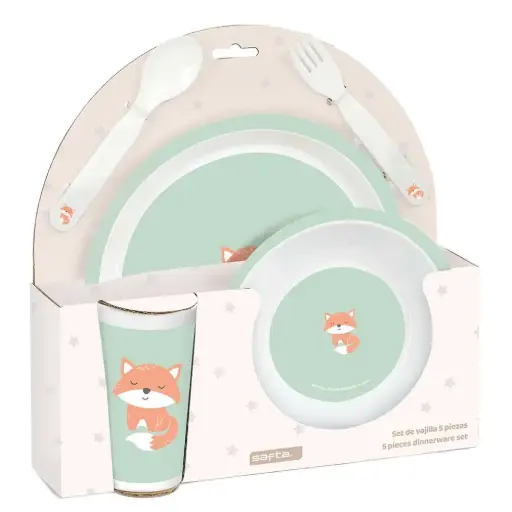 [826159] SET DE PLATOS, CUBIERTOS Y VASO SAFTA PREESCOLAR "ZORRITO"