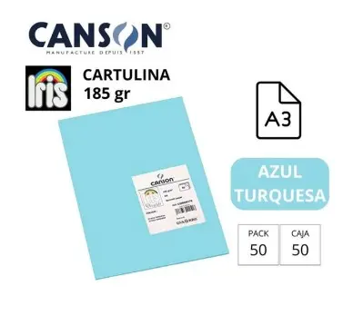[700033] CARTULINA CANSON IRIS A3 AZUL TURQUESA