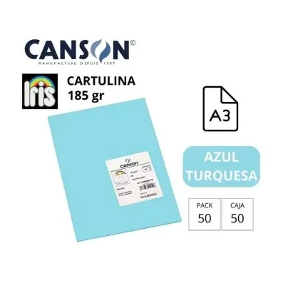 [700033] CARTULINA CANSON IRIS A3 AZUL TURQUESA