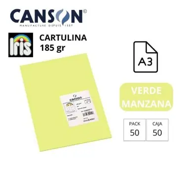 [700054] CARTULINA CANSON IRIS A3 VERDE MANZANA 180G  