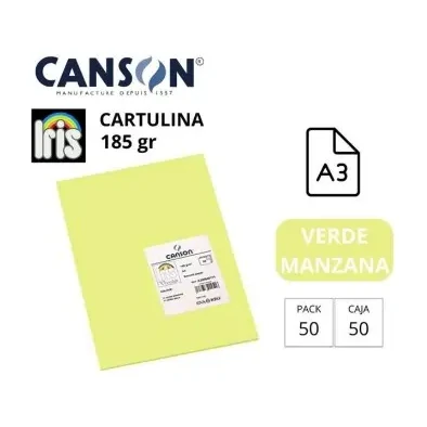 [700054] CARTULINA CANSON IRIS A3 VERDE MANZANA