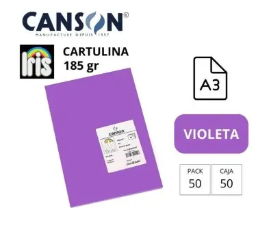 [700055] CARTULINA CANSON IRIS A3 180 GRAMOS VIOLETA 50 HOJAS