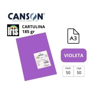 [700055] CARTULINA CANSON IRIS A3 180 GRAMOS VIOLETA 50 HOJAS