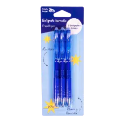 BOLÍGRAFO RAYLU IGNITE BORRABLE AZUL BLÍSTER 3 UDS AZULES