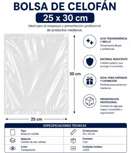[826204] BOLSA DE CELOFÁN 25 × 30 CM  