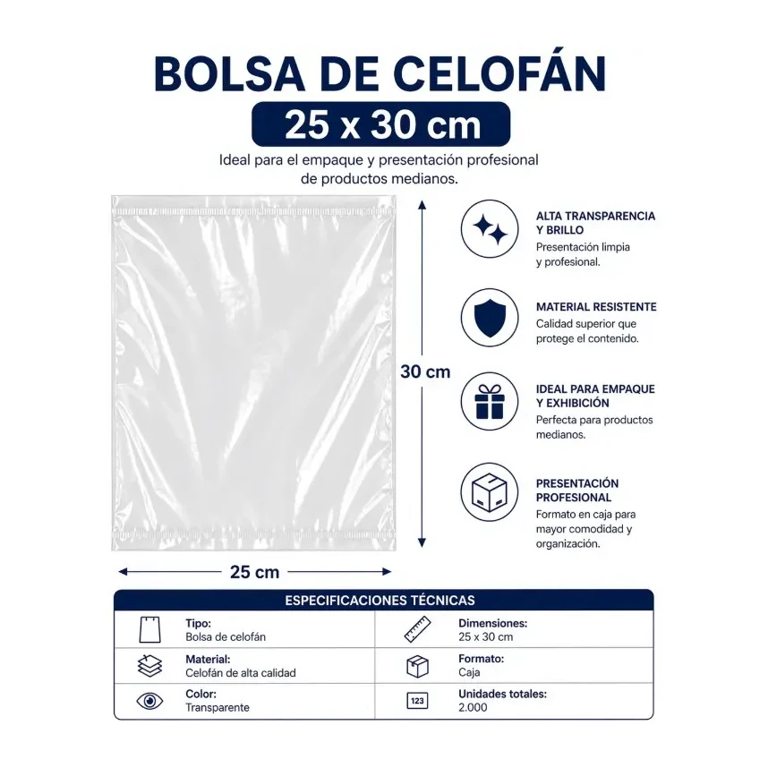 [826204] BOLSA DE CELOFÁN 25×30CM  