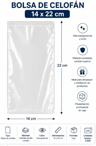 [826208] BOLSA CELOFAN 14X22 35 MICRAS