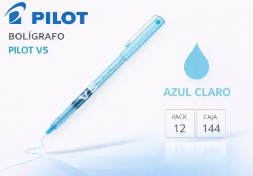 [080185] BOLÍGRAFO PILOT V5 AZUL CLARO