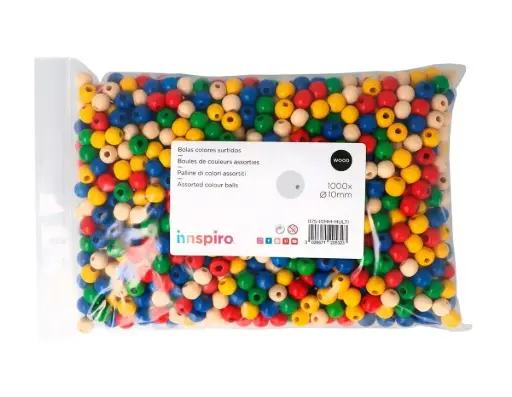 [826262] CUENTA MADERA BOLA MIX 10MM 1000UUDS