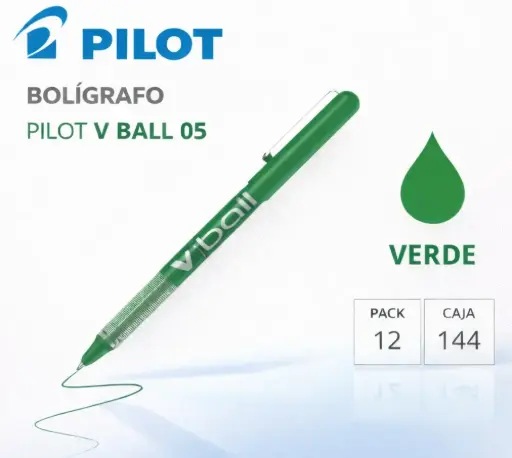 [080194] BOLÍGRAFO PILOT V-BALL 05 VERDE 