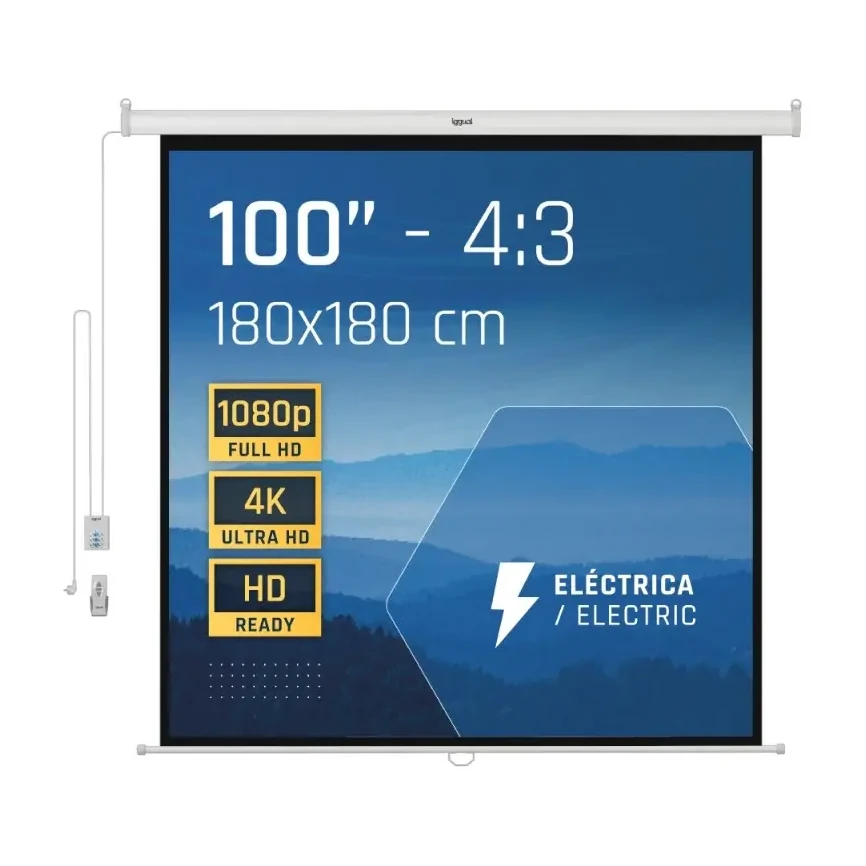 [827040] PANTALLA ELÉCTRICA 4:3 100" 180X180 CM IGGUAL 