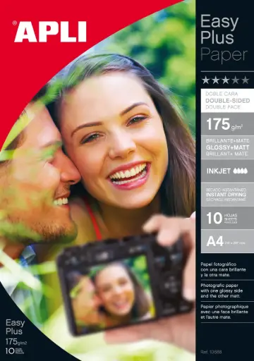 [826515] PAPEL FOTOGRÁFICO APLI EASYNPLUS A4 175G 10 HOJAS (copia)