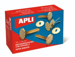 ENCUADERNADORES METÁLICOS CON ARANDELA 18MM COLOR ORO CAJA 100 UDS