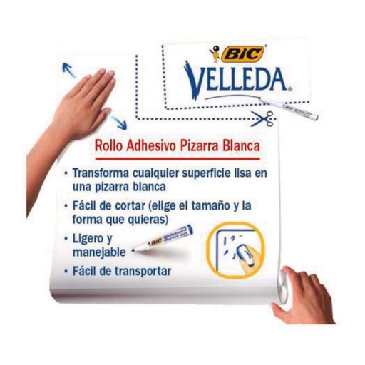 [826341] PIZARRA BLANCA VELLEDA ADHESIVA EN ROLLO 100X200CM BIC