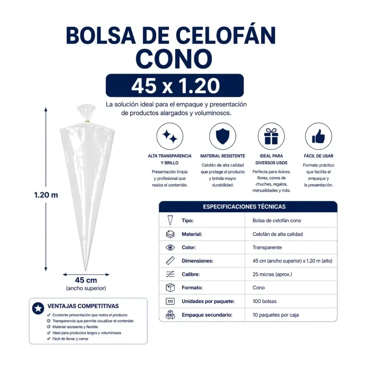 [826360] BOLSA DE CELOFÁN CONO 45x1.20