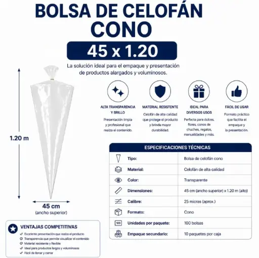 [826360] BOLSA DE CELOFÁN CONO 45x1.20