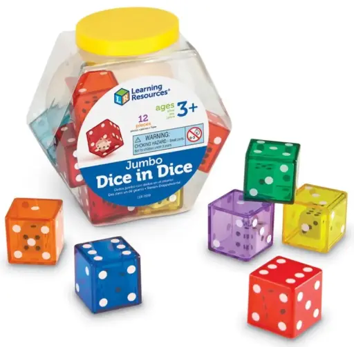 [73678] DADOS JUMBO DOBLES TRANSPARENTES