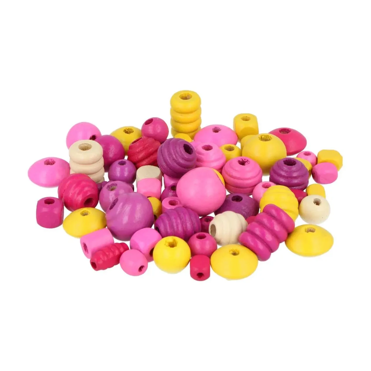 [826539] CUENTAS MADERA MIX FORMAS DIAMETRO DE 19MM 500GR APROX.