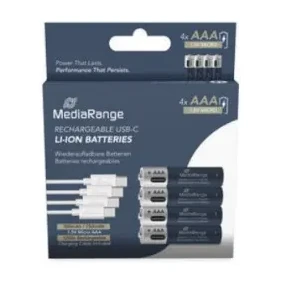 [167145] PILAS RECARGABLES MEDIARANGE AAA USB-C 1.5V 500mAh 4 UNIDADES 