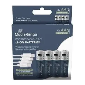 [167146] PILAS RECARGABLES MEDIARANGE AA USB-C 1.5V 1400mAh 4 UNIDADES 