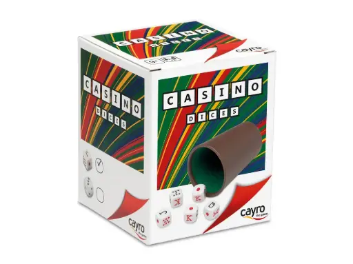 [74376] CUBILETE FORRADO CAYRO CON 5 DADOS DE PÓKER