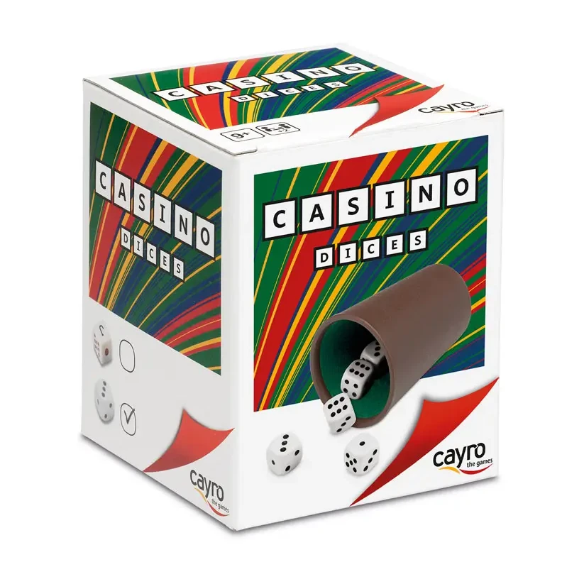 [74145] CUBILETE FORRADO CAYRO CON 5 DADOS DE PUNTOS