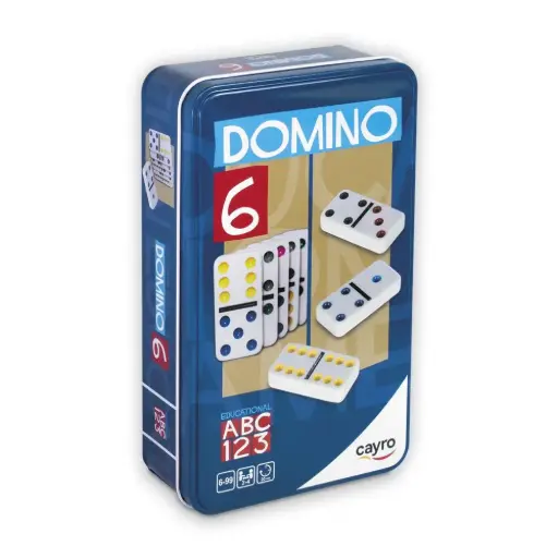 [73696] DOMINÓ COLORES DOBLE 6 CAYRO EN CAJA METÁLICA