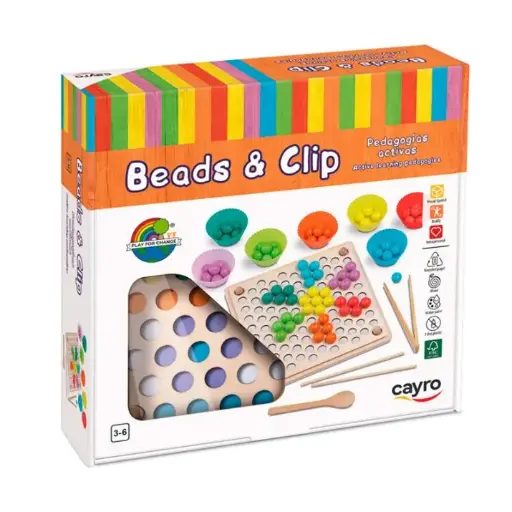 [70936] JUEGO DE MOTRICIDAD FINA CON BOLAS Y PINZA-MADERA