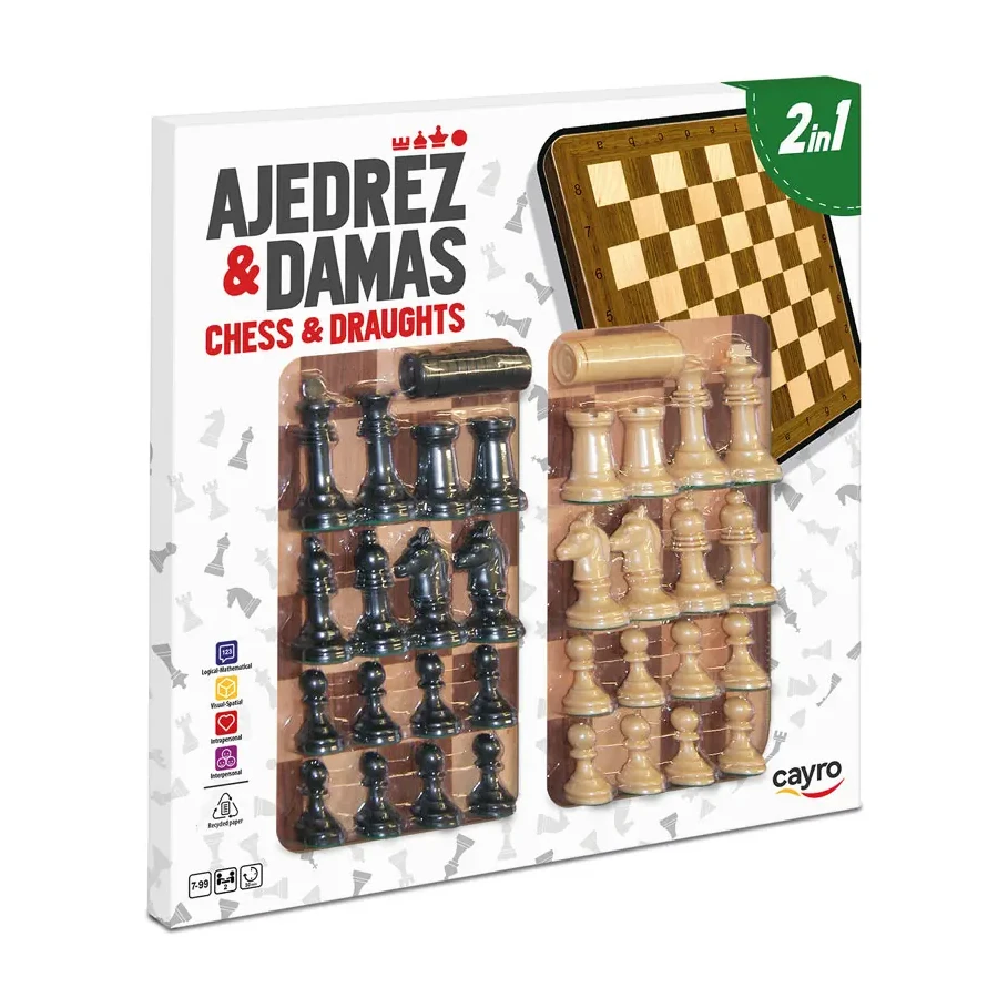 [73681] AJEDREZ Y DAMAS JUEGO CLÁSICO DE ESTRATEGIA 2 EN 1