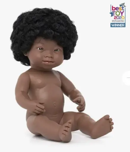 [200462] MUÑECO BABY AFRICANA SINDROME DOWN  38CM 