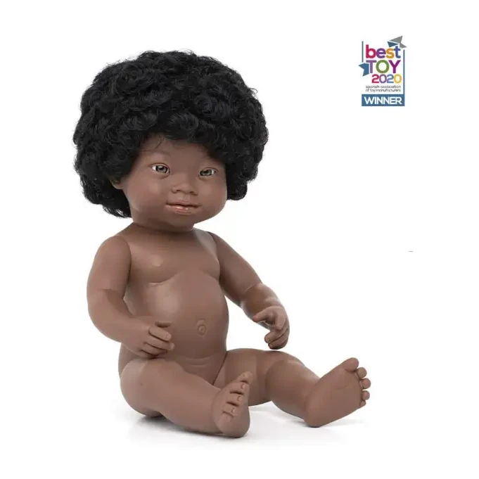 [200462] MUÑECO BABY AFRICANA SINDROME DOWN  38CM 