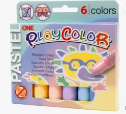 TÉMPERA SÓLIDA PLAYCOLOR ESCOLAR 6 COLORES PASTEL