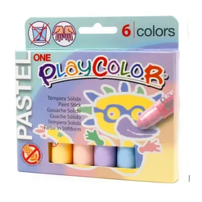 [200470] TÉMPERA SÓLIDA PLAYCOLOR ESCOLAR 6 COLORES PASTEL