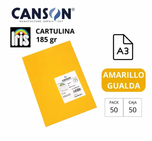 [800583] CARTULINA CANSON IRIS A3 AMARILLO GUALDA 