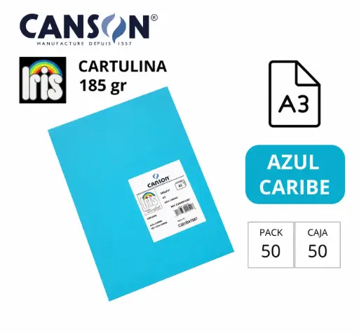 [800584] CARTULINA CANSON IRIS A3 AZUL CARIBE