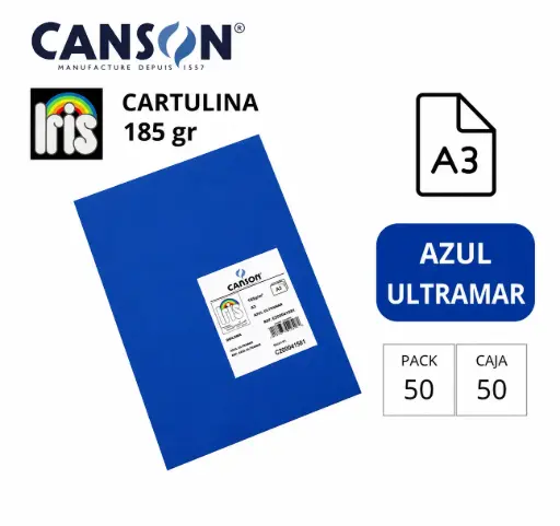 [800586] CARTULINA CANSON IRIS A3 AZUL ULTRAMAR 
