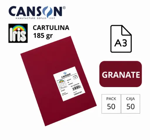 [800588] CARTULINA CANSON IRIS A3 GRANATE