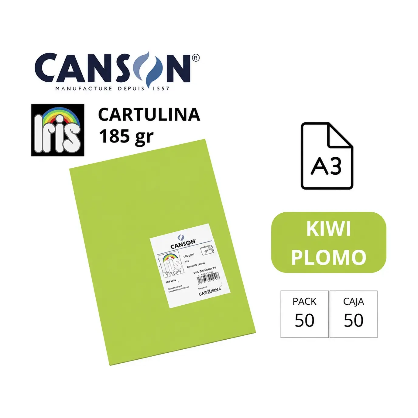 [800595] CARTULINA CANSON IRIS A3 KIWI
